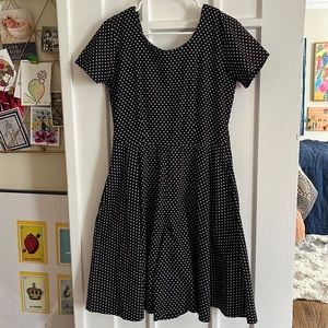 Vintage black and white polka dot wide leg romper